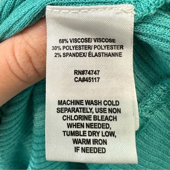 NATURAL REFLECTIONS | Turquoise Thermal Waffle Knit Top | Size Large - Picture 6 of 7